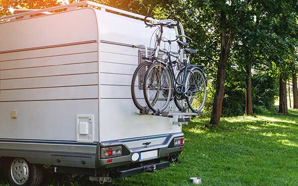toy hauler rv camping with bikes